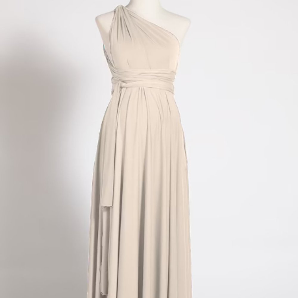 Bridesmaid Wrap Dress Maxi One Size Champagne Maternity-friendly